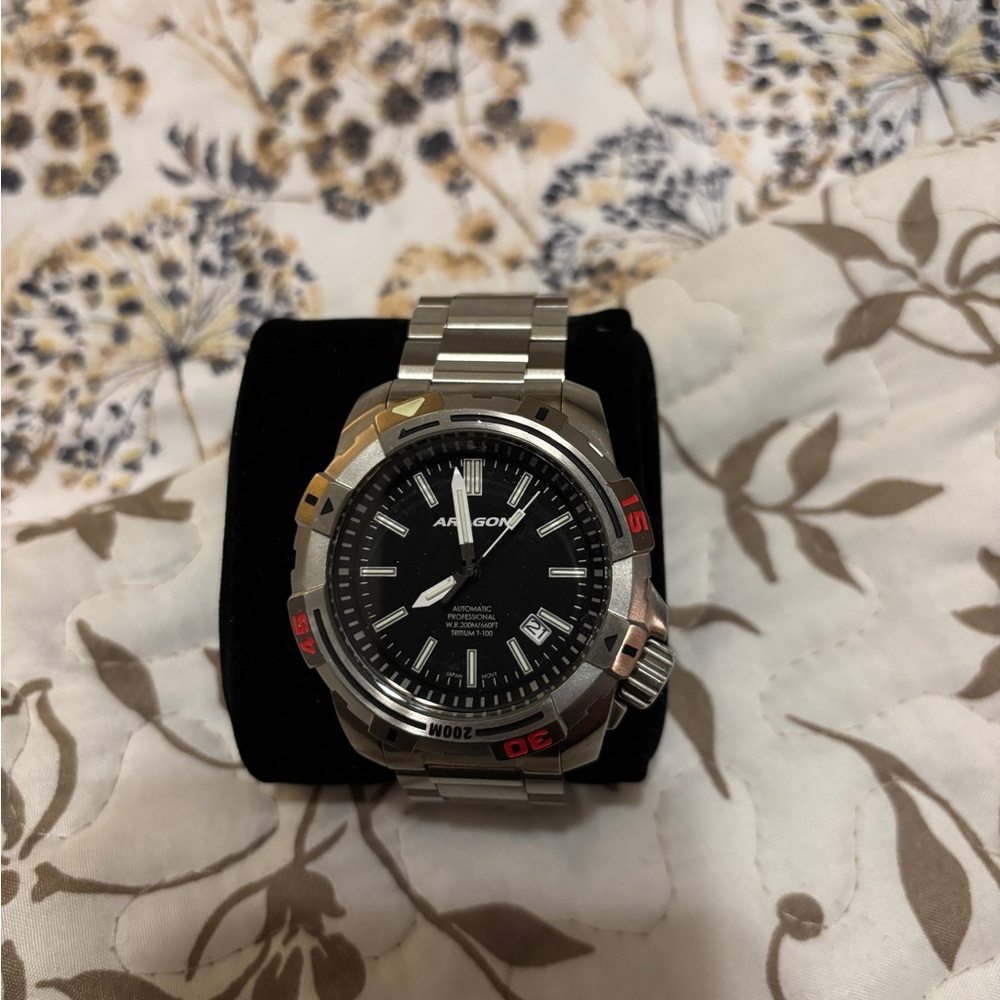 Aragon Silver and Black Sporty Watch